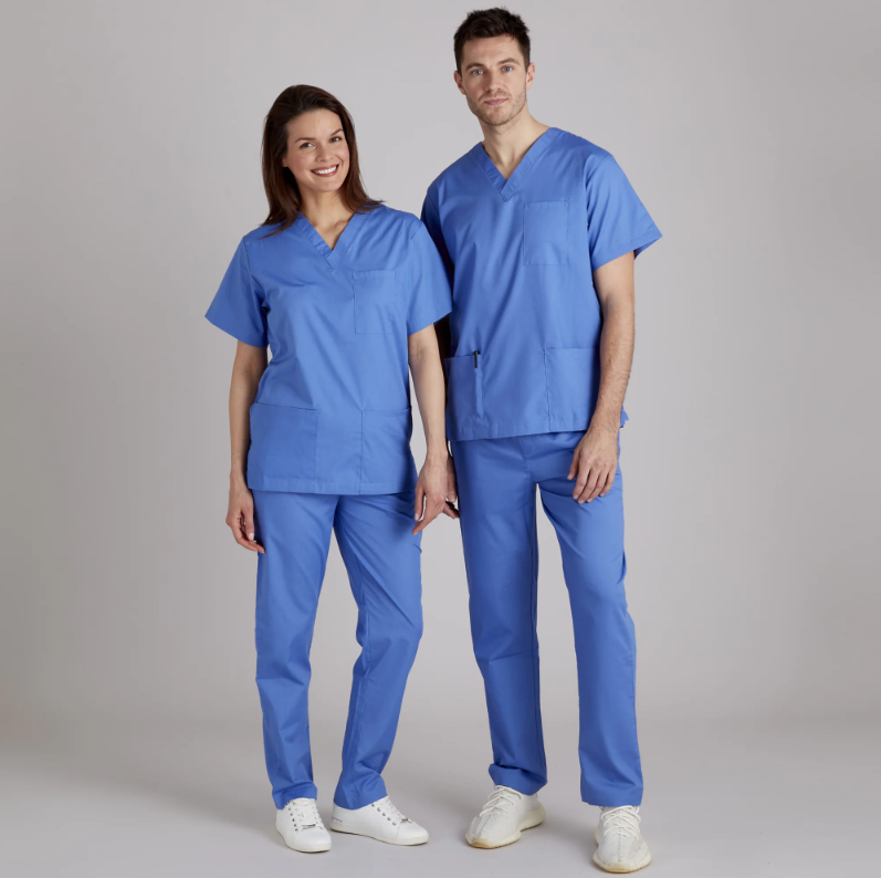 thumbnail image 2 of Shamron Mills Unisex Pajama Set Top & Pant Hospital Medical Blue Sz XL & 3X 2 of 5